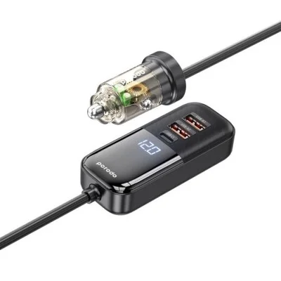 Porodo Multi-Port Power Delivery Quick-Charging Hub Dual USB-C - USB-A - Black
